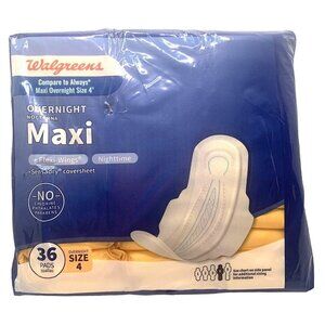 Walgreens Flexi Wings Maxi Pads Overnight 36PK Size 4